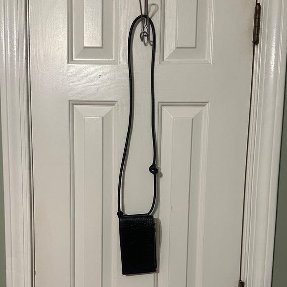 Small Black Croc-Embossed Crossbody Bag - Picture 2 of 6